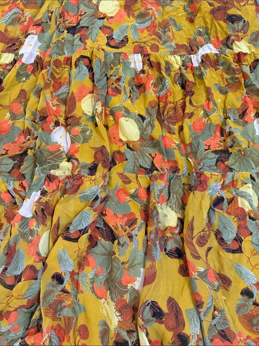 Anthropologie Floral Autumn Yellow Printed Tiered Maxi Dress Size XL - Picture 2 of 6